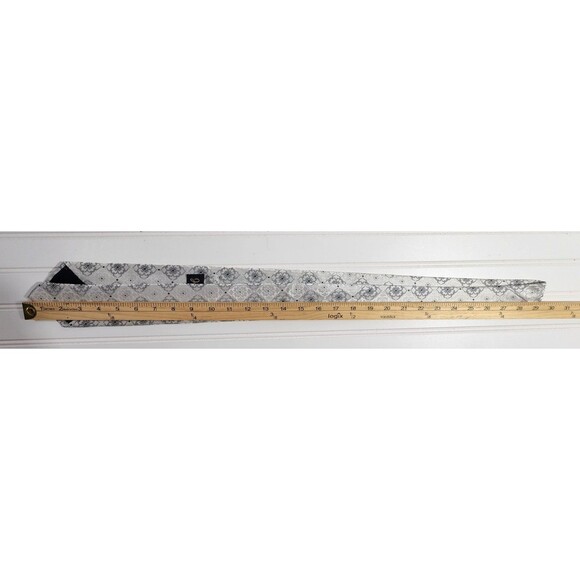 Jean Claude Vidal Handmade Neck Tie Silver & Black Geometric Classic 59" - Picture 11 of 11